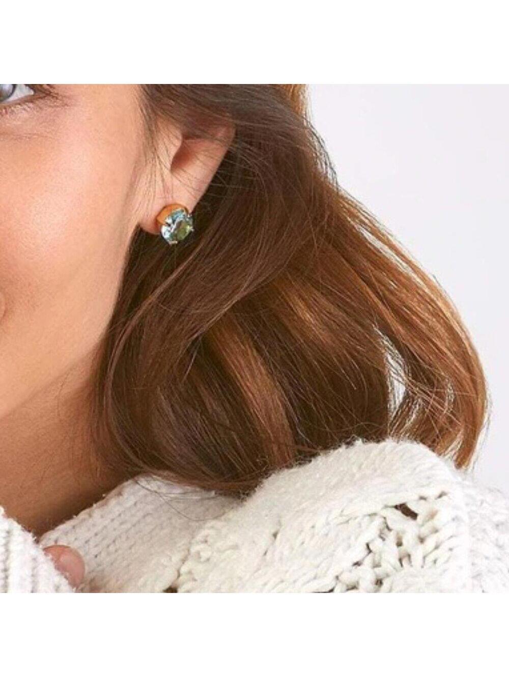 Lele Sadoughi Crystal Stud Earrings Aquamarine - Picture 4 of 4